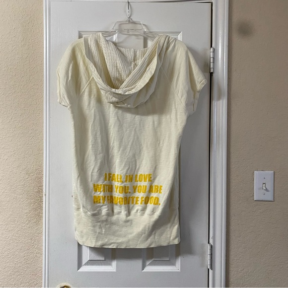 Harajuku Lovers Japanese Cream Short Sleeve Hoodie Tee Size XL Yum Yum - Picture 7 of 14